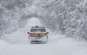 Taxi in de sneeuw