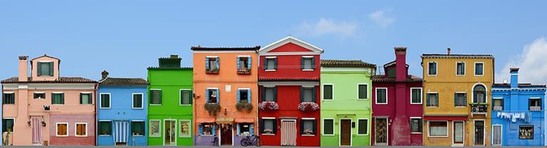 Kleurrijke huizen in Venetie